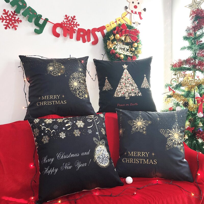 

1pc Christmas Print Cushion Cover Without Filler, Multicolor