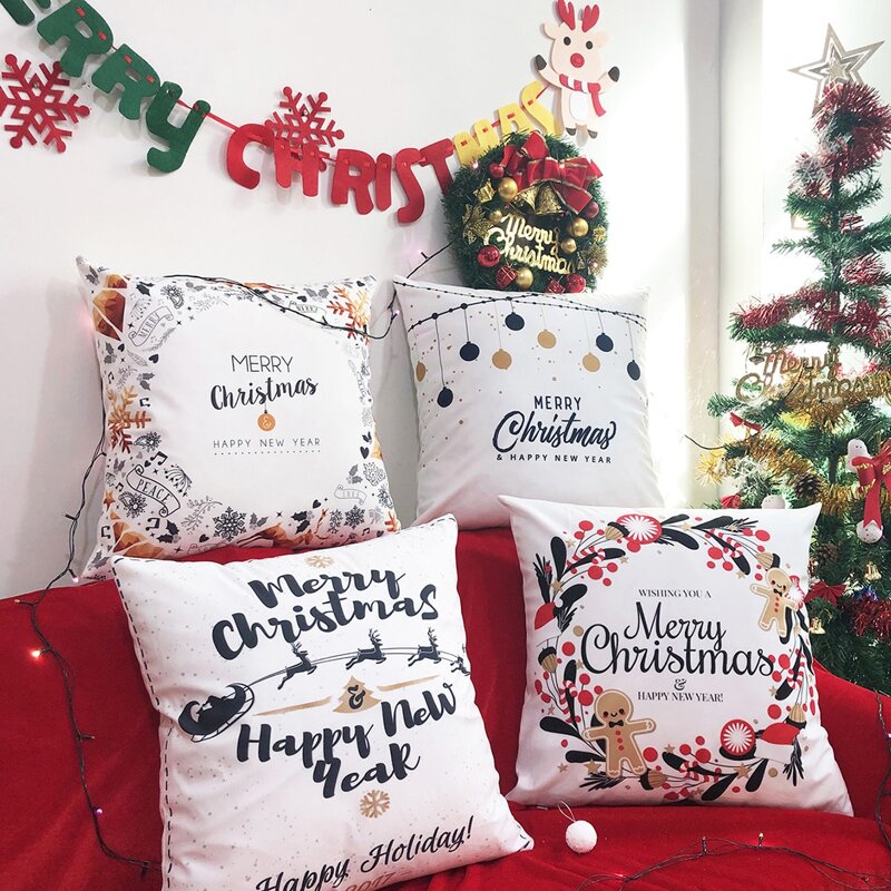 

1pc Christmas Print Cushion Cover Without Filler, Multicolor