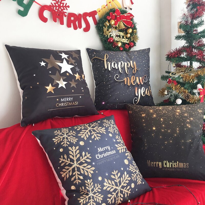 

1pc Christmas Print Cushion Cover Without Filler, Multicolor