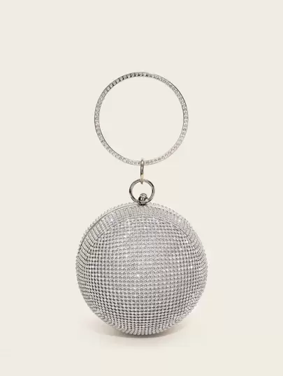 Mini Rhinestone Covered Ball Design Clutch Bag