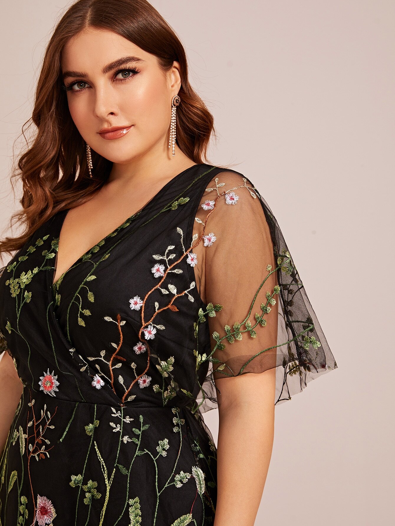 shein floral embroidered dress