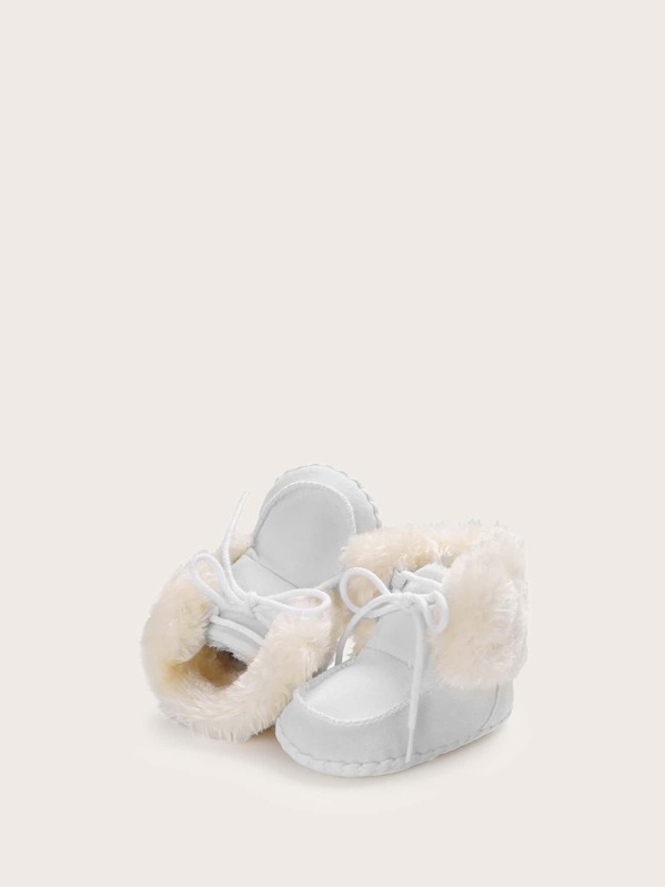 

Baby Girl Contrast Faux Fur Ankle Boots, White