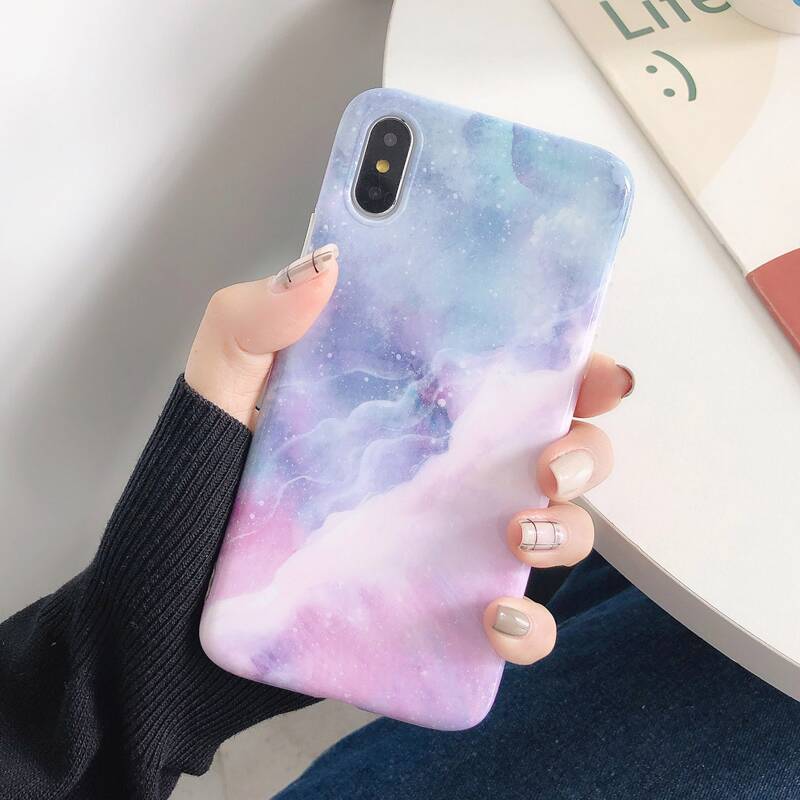 

1pc Marble Pattern iPhone Case, Multicolor