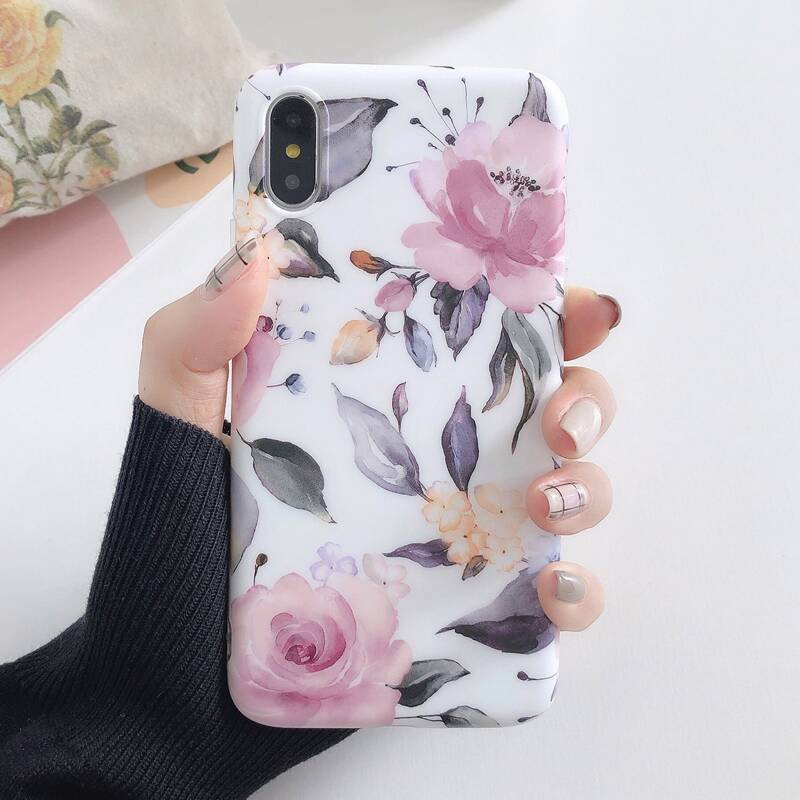 

1pc Flower Print iPhone Case, Multicolor