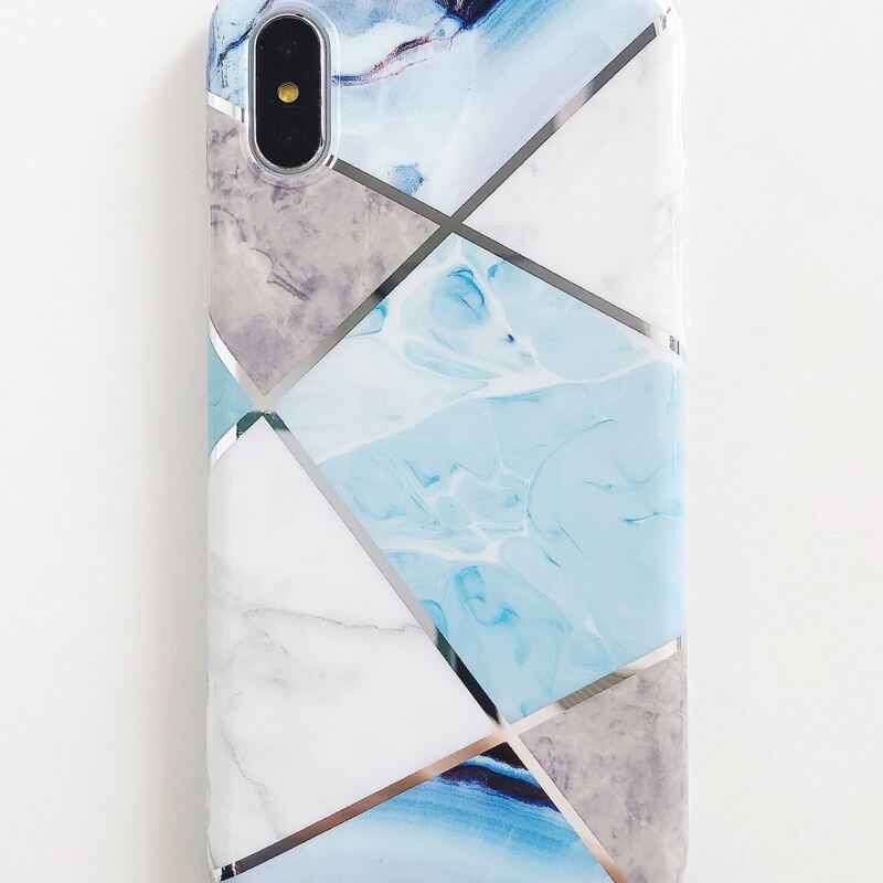 

1pc Plating Marble Pattern iPhone Case, Multicolor