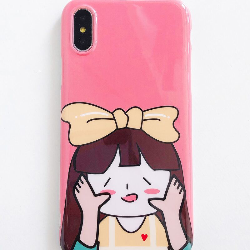 

1pc Cartoon Girl Print iPhone Case