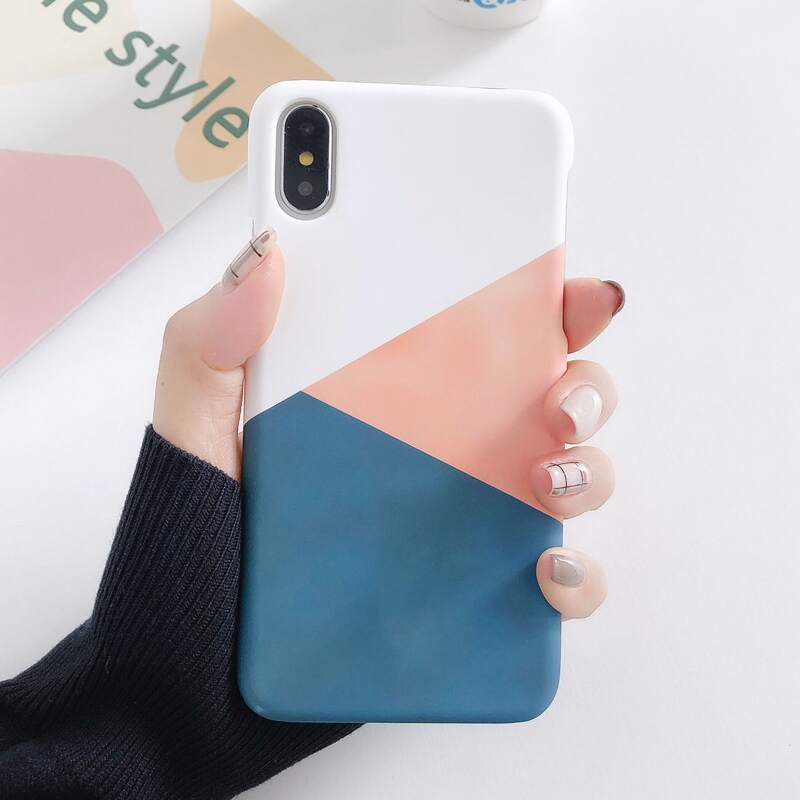 

1pc Color Block iPhone Case, Multicolor