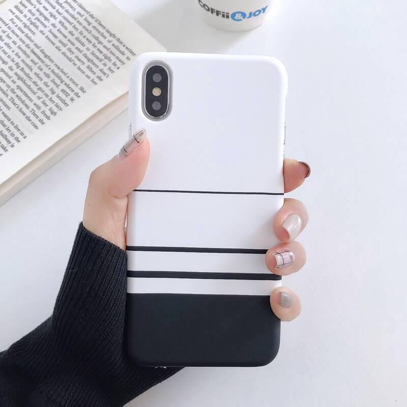 

1pc Two Tone iPhone Case, Black and white
