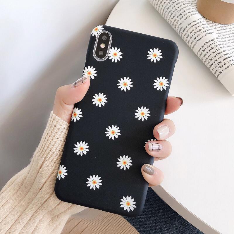 

1pc Daisy Print iPhone Case, Black