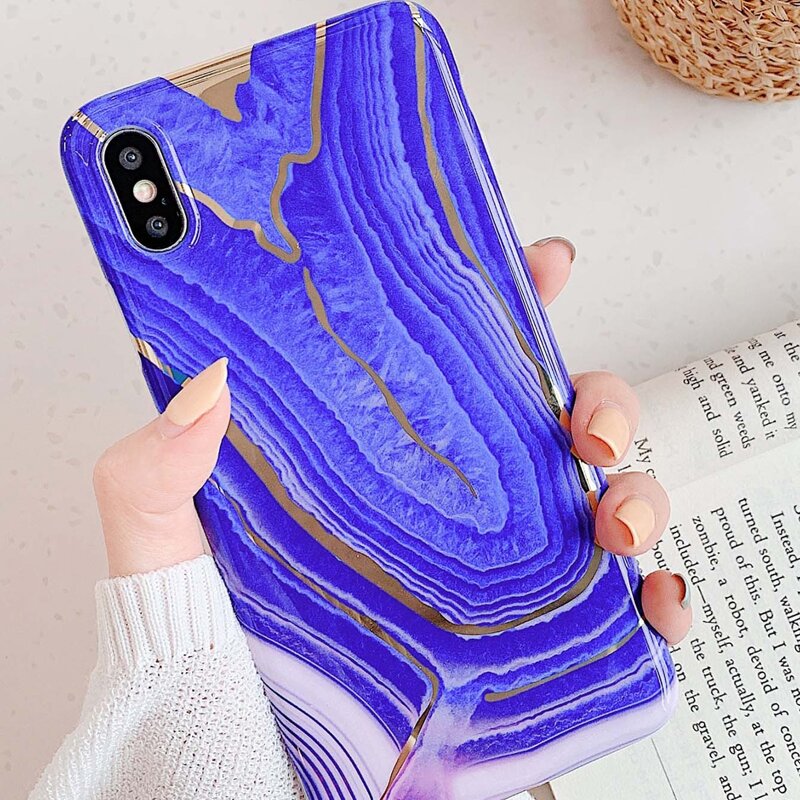 

1pc Plating Marble Pattern iPhone Case