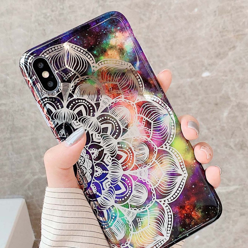 

1pc Plating Dreamy Mandala Pattern iPhone Case