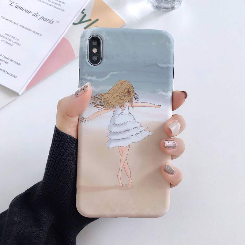 

1pc Vacation Girl Pattern iPhone Case, Multicolor