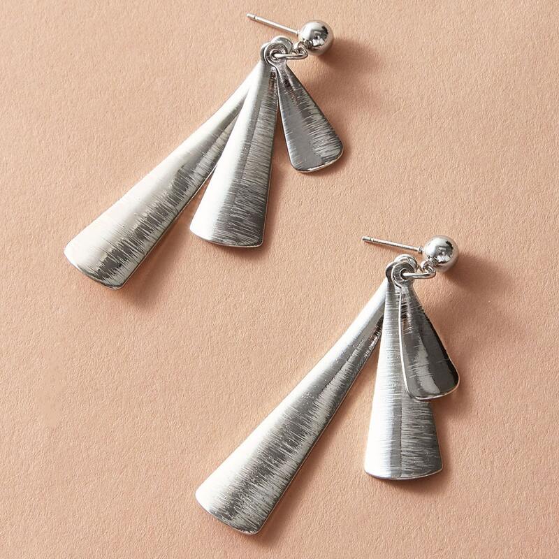 

1pair Textured Drop Earrings, Silver