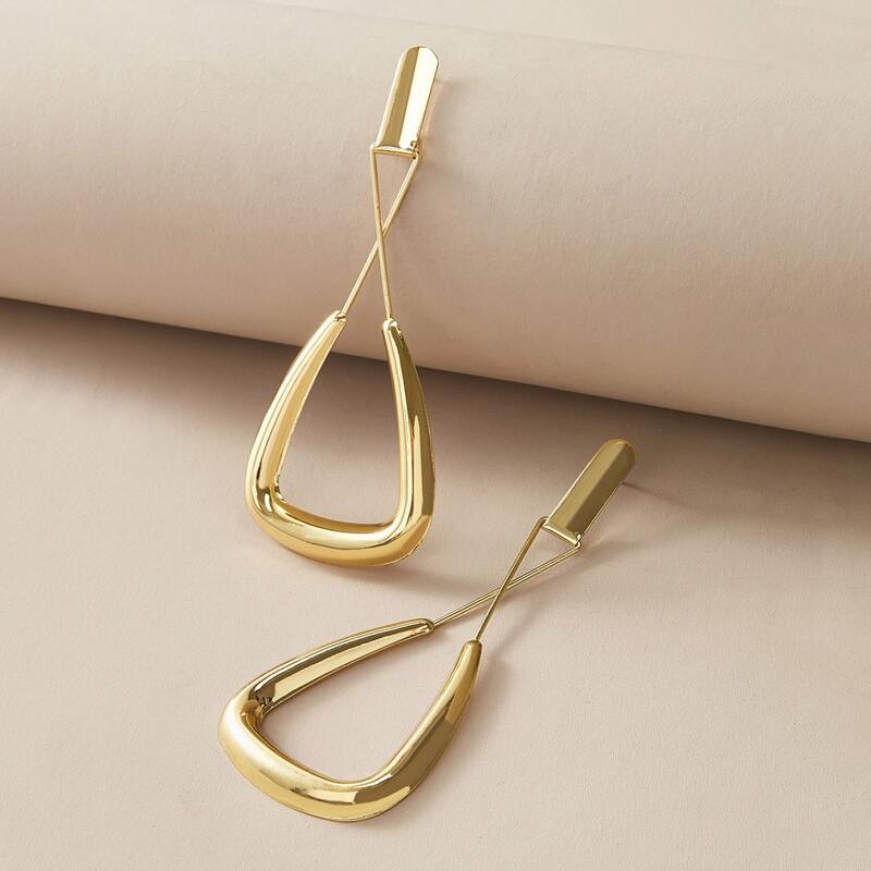 

1pair Geometric Drop Earrings, Gold
