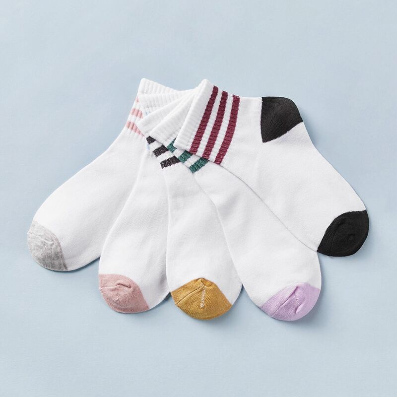 

5pairs Striped Pattern Ankle Socks, Multicolor
