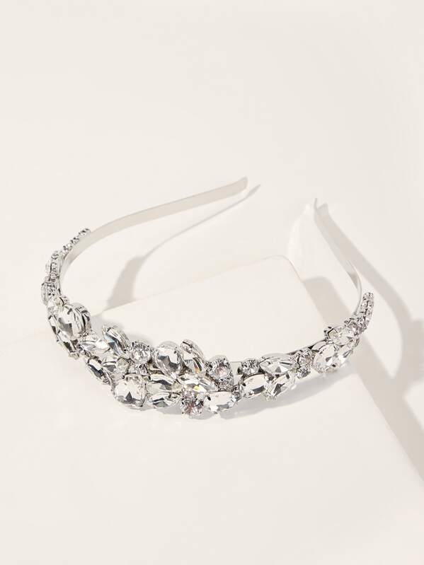 

Rhinestone Engraved Hair Hoop, Silver