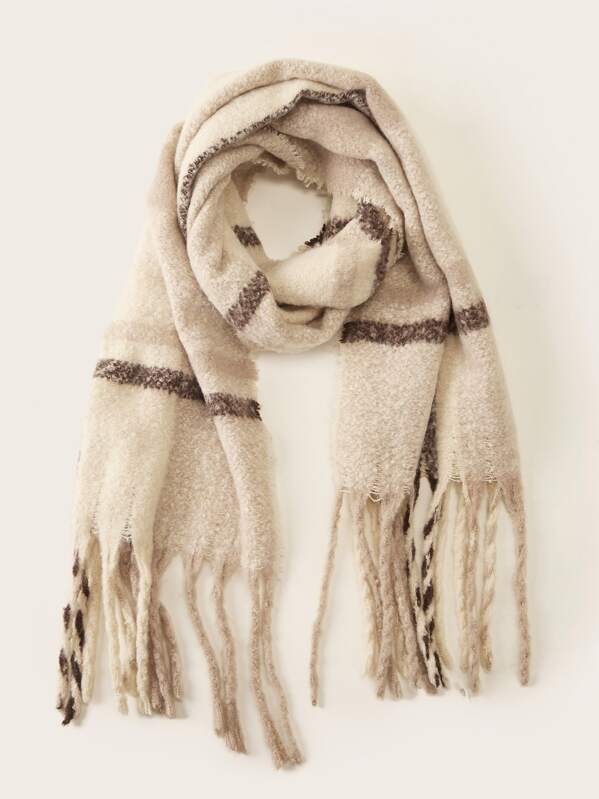 

Plaid Fringe Hem Scarf, Multicolor