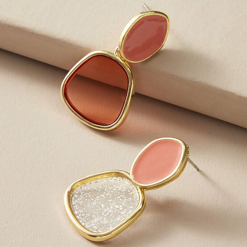 

1pair Colorblock Stud Earrings, Multicolor