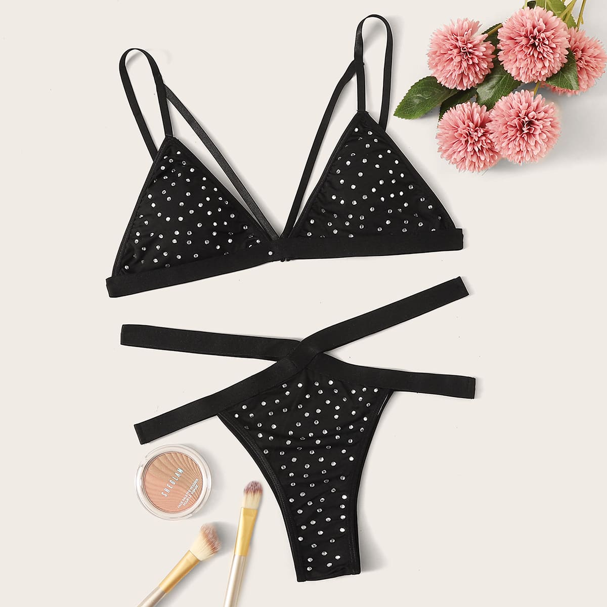 

Harness Criss Cross Lingerie Set, Black