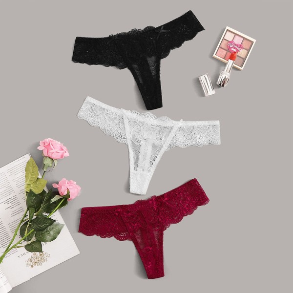 

3pack Floral Lace Panty Set, Multicolor