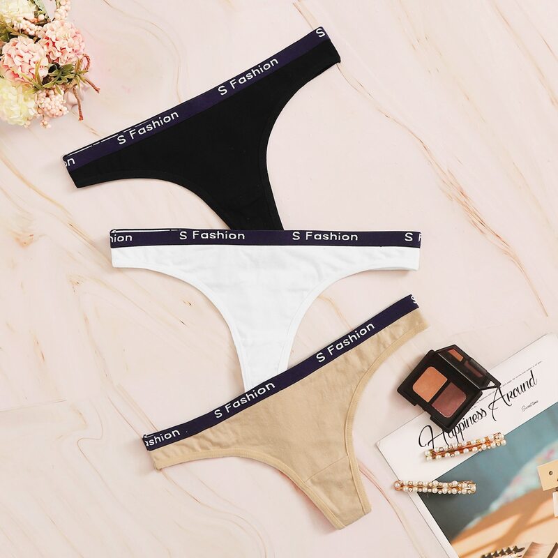 

3pack Letter Tape Panty Set, Multicolor