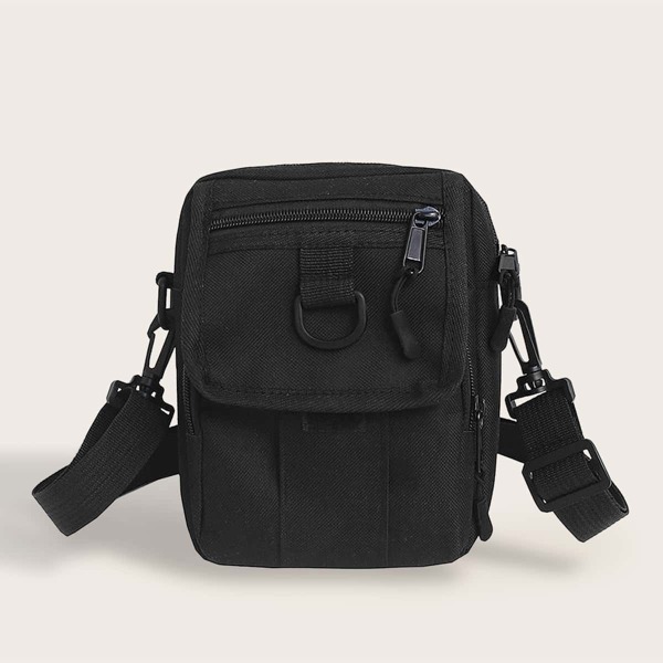 

Men Zip Front Crossbody Bag, Black