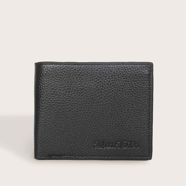 

Men Letter Graphic Fold Over Wallet, Black