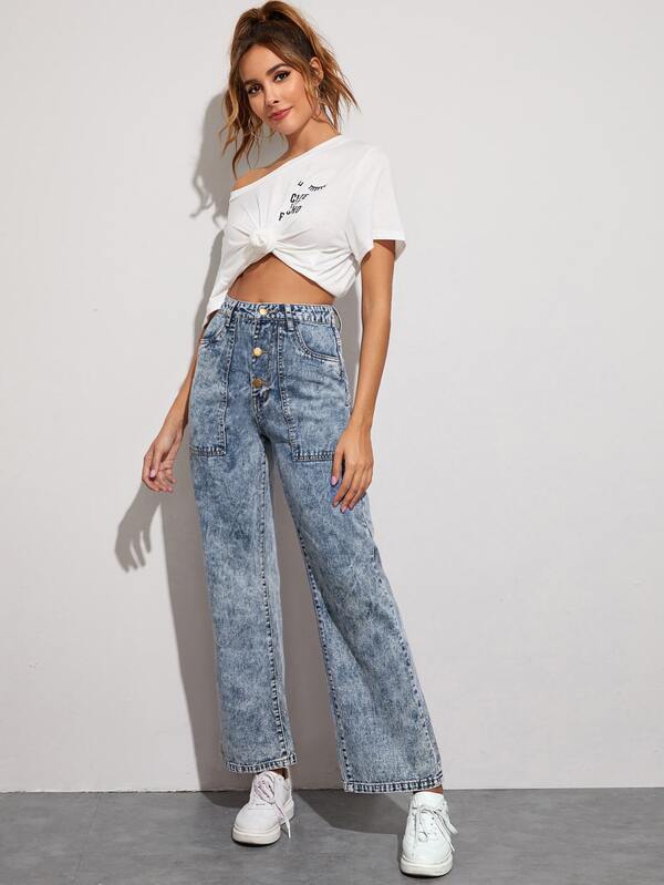 button fly straight jeans