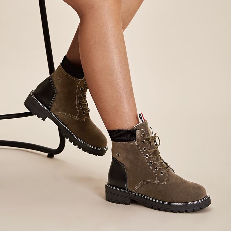 

Lace-up Front Combat Boots, Brown