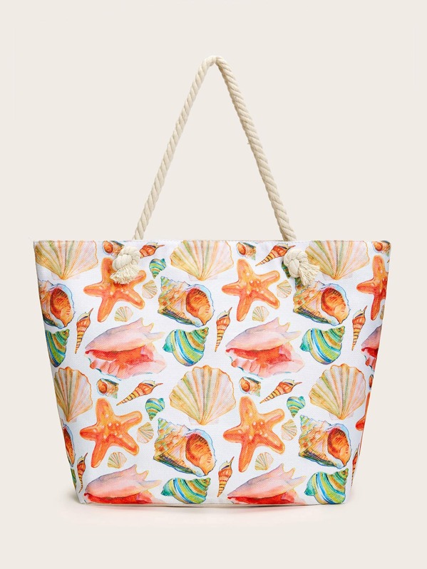 

Shell & Starfish Graphic Tote Bag, Multicolor