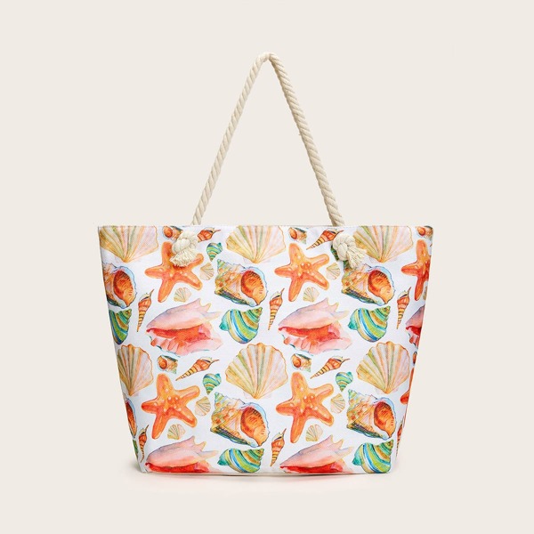 

Shell & Starfish Graphic Tote Bag, Multicolor