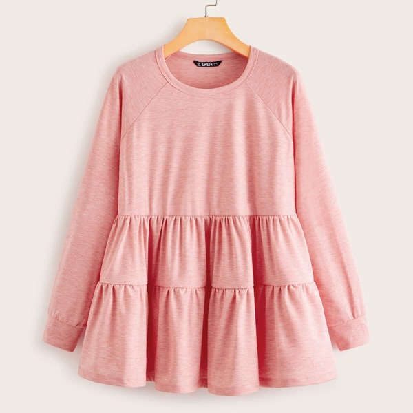 

Raglan Sleeve Smock Top, Pink pastel
