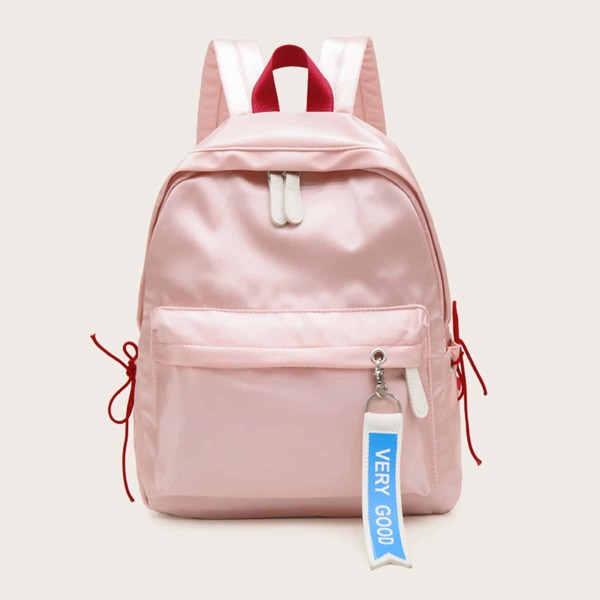 

Girls Letter Graphic Pocket Front Backpack, Pink
