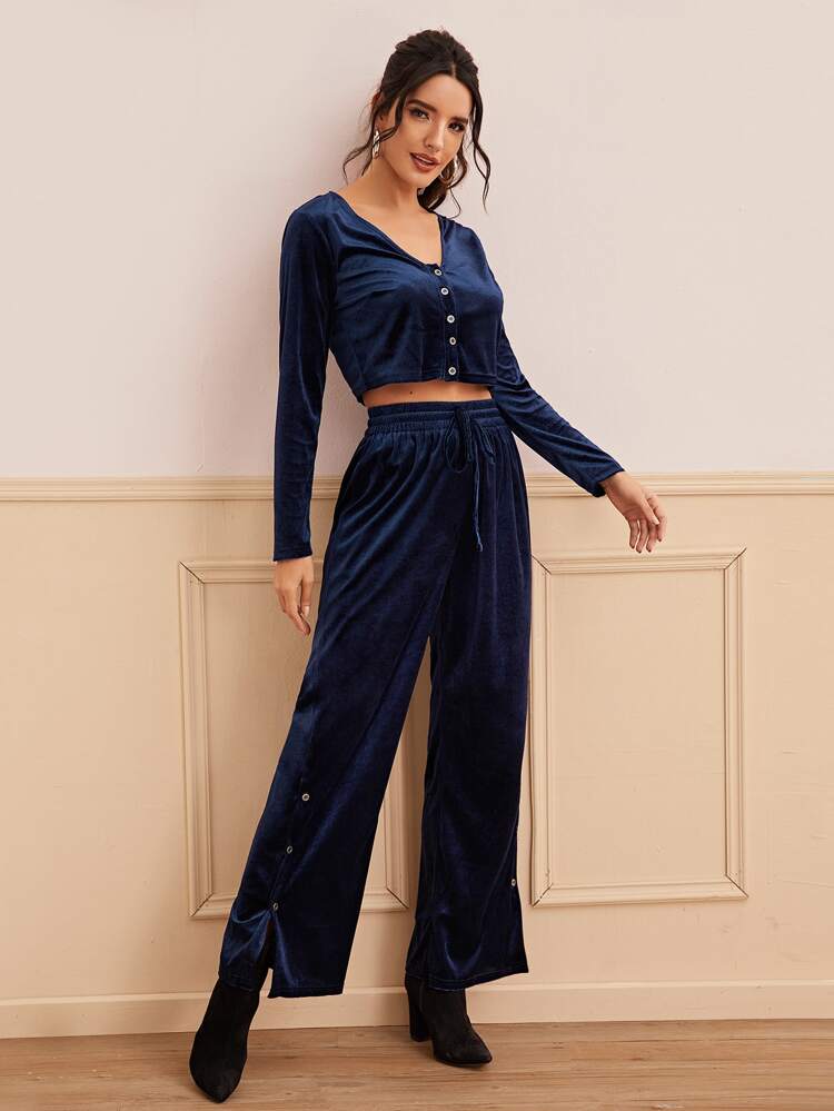 velvet crop pants