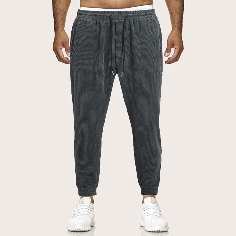 

Guys Drawstring Waist Corduroy Pants, Grey