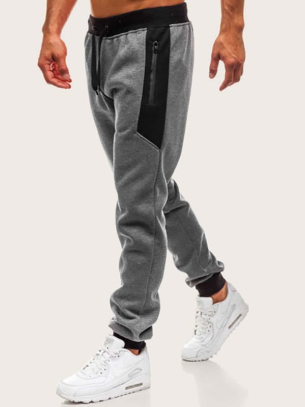 

Men Zip Detail Drawstring Sweatpants, Grey