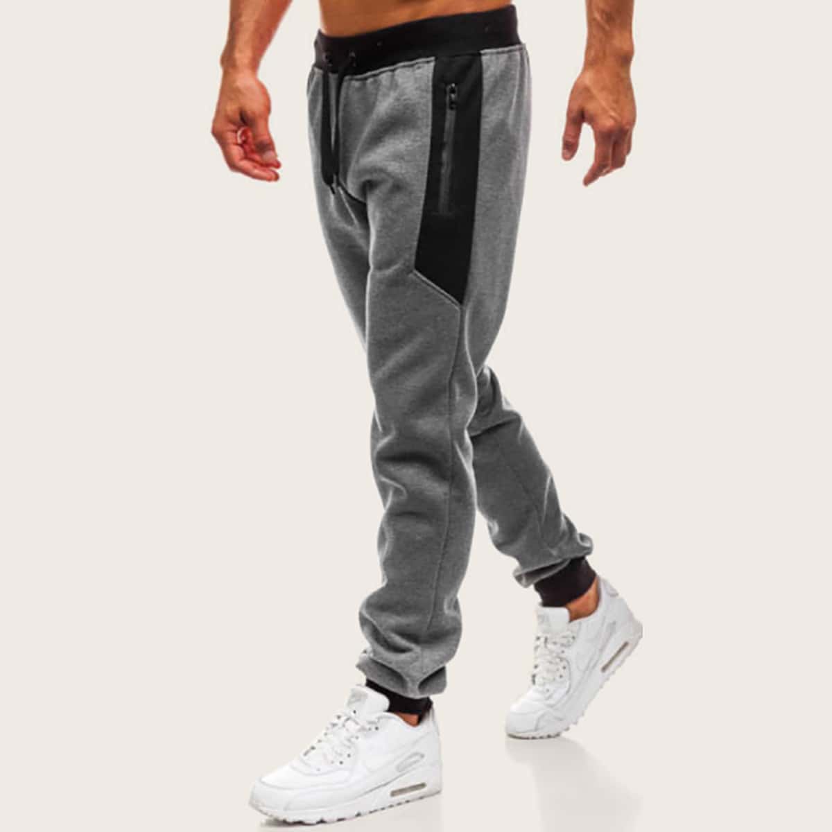 

Guys Zip Detail Drawstring Sweatpants, Grey