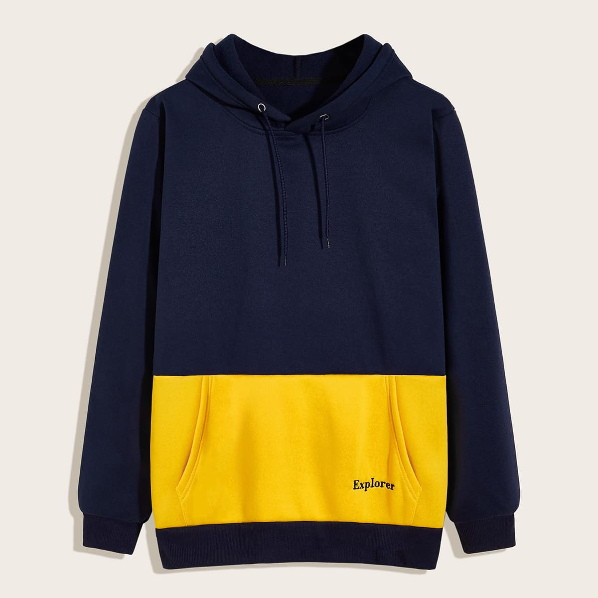 

Guys Two Tone Letter Graphic Drawstring Hoodie, Multicolor