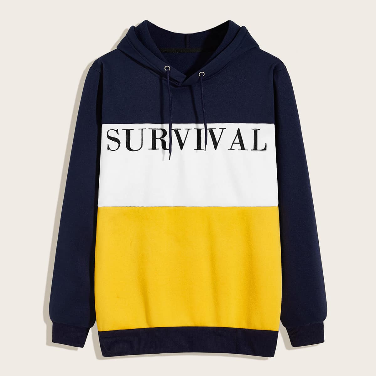 

Guys Letter Embroidery Drawstring Hoodie, Multicolor