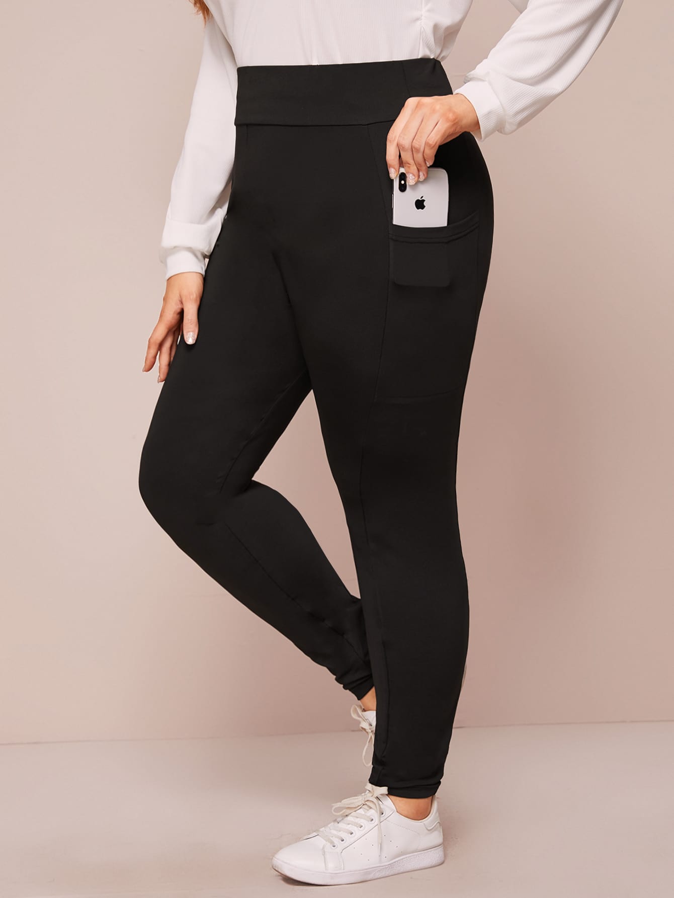 Plus Wide Band Waist Pocket Side Leggings thumbnail