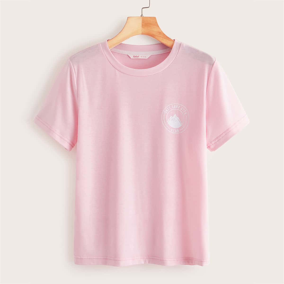 

Letter Graphic Short Sleeve Tee, Pink