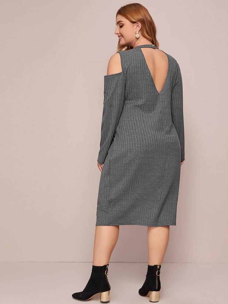 open shoulder sweater dress