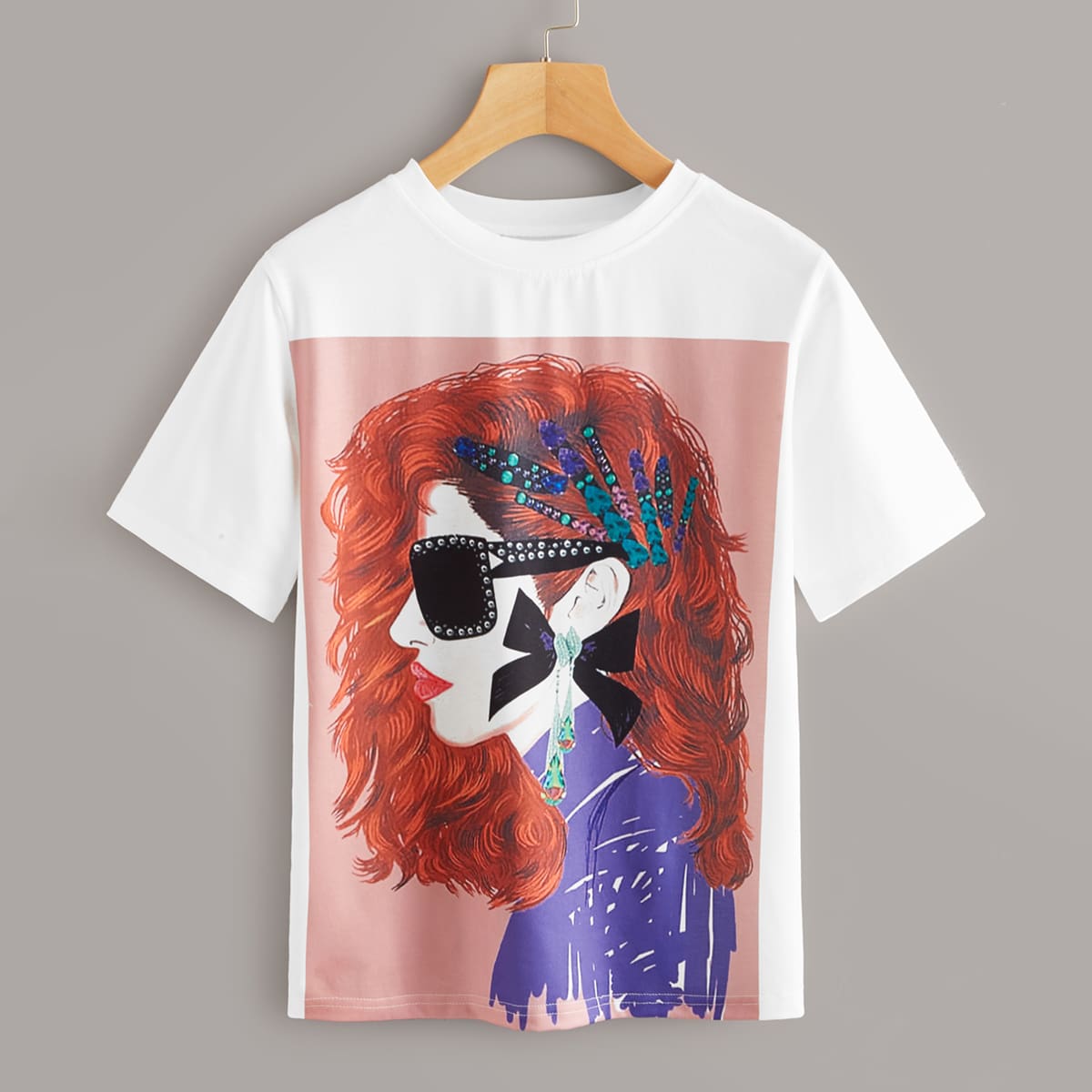 

Figure Graphic Round Neck Tee, White