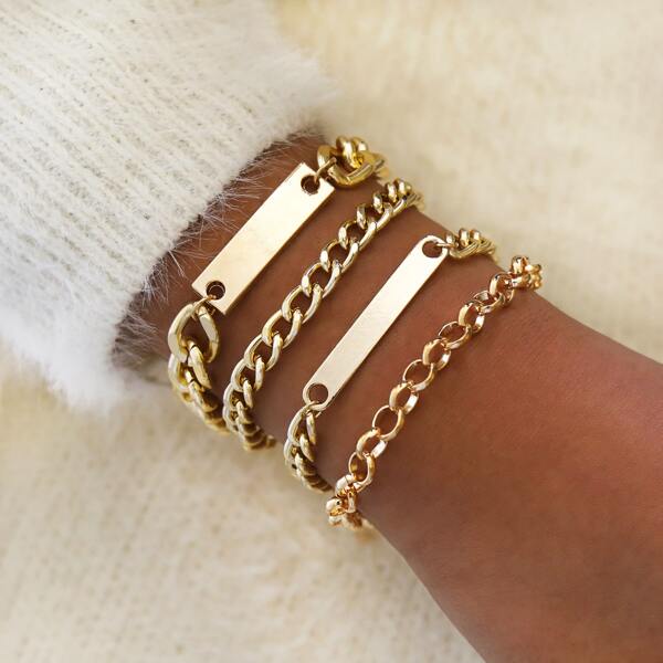 

4pcs Chain Bracelet, Gold