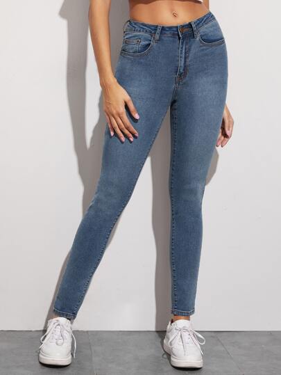 5-Pocket Solid Skinny Jeans
