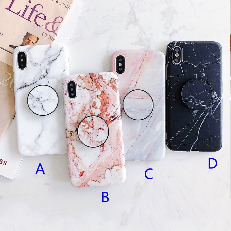 

1pc Marble Pattern Round Phone Holder, Multicolor