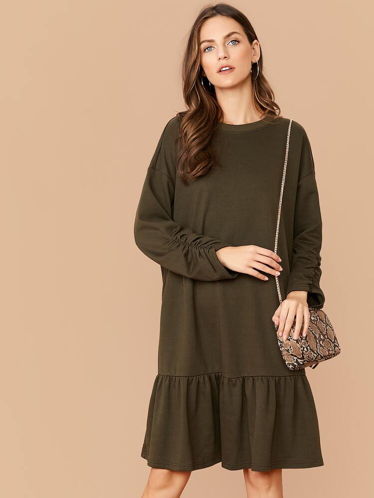 brown sweatshirt dress