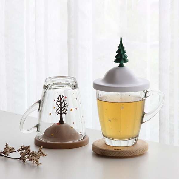 

4pcs Plant Design Cup Lid, Multicolor