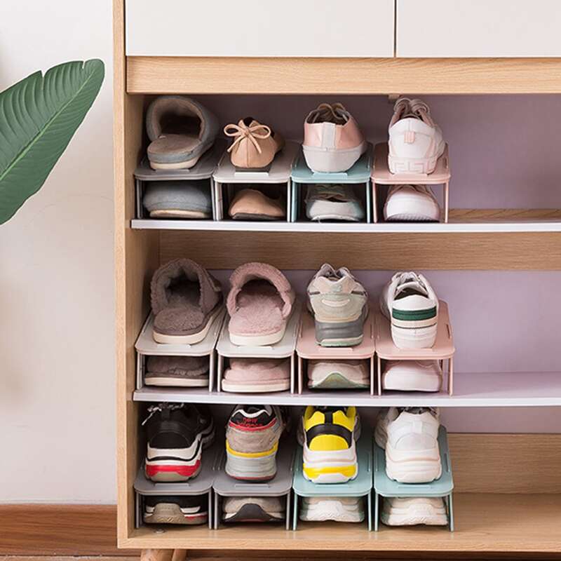 

2pcs Double Layer Shoes Storage Rack, Multicolor