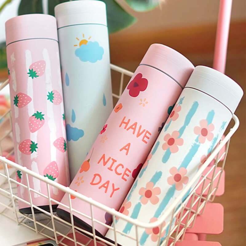 

1pc Cute Flower Print Stainless Steel Vacuum Cup, Multicolor
